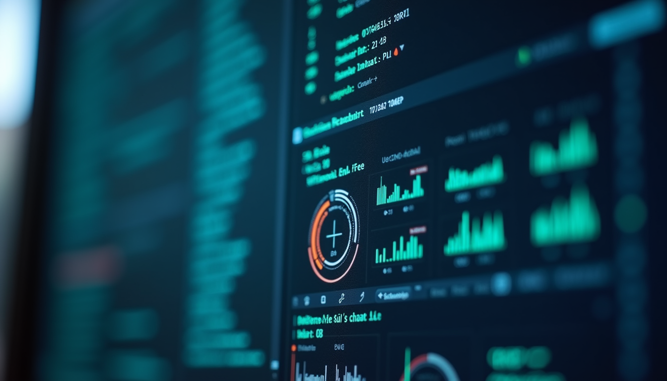 Close-up view of a computer screen showing cybersecurity monitoring software